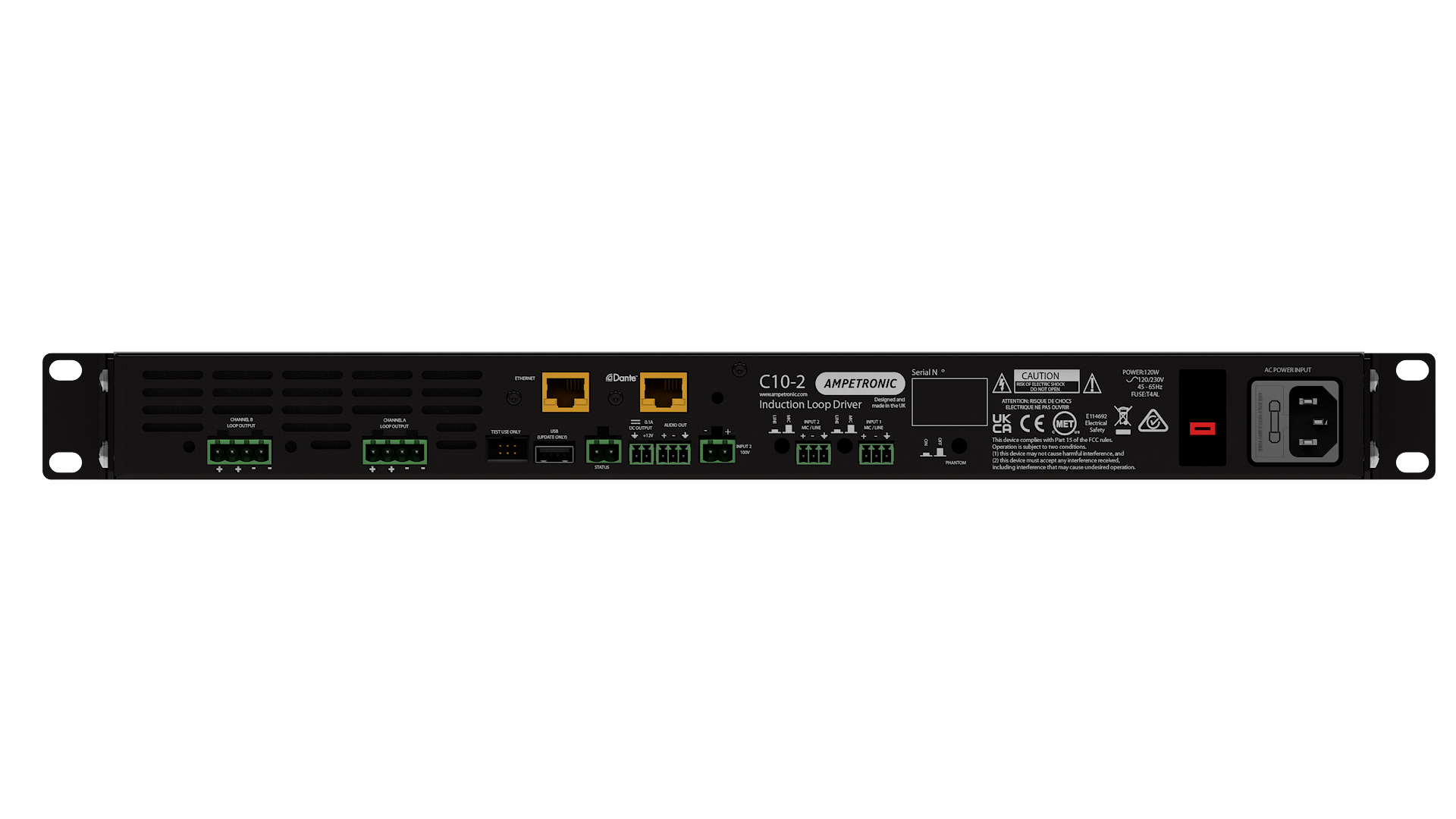 Ampetronic C102N MultiLoop hearing loop driver, Networked version